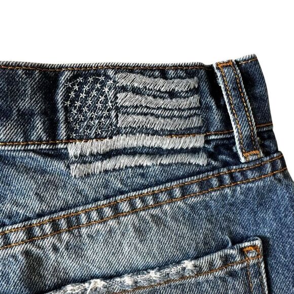 Revice Denim Two Tone Shorts Zipper Detail Made in USA LA Raw Hem Cut Off SZ 32 - Picture 7 of 16